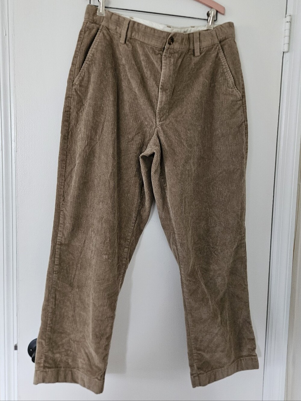 LL Bean Mens Pants 38 x 29 Corduroy Country Stretch Wide Wale Tan Academia Prep
